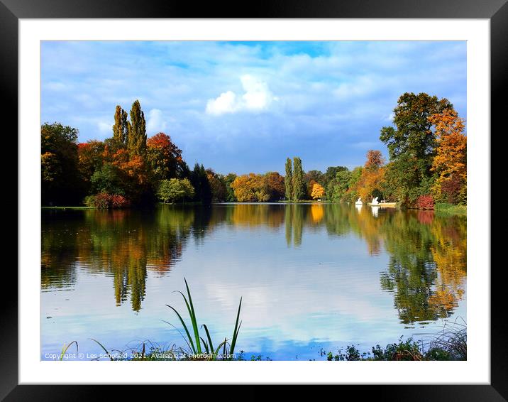 Enchanting Serenity of Autumn Lake Framed Mounted Print by Les Schofield