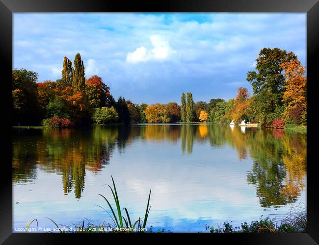 Enchanting Serenity of Autumn Lake Framed Print by Les Schofield