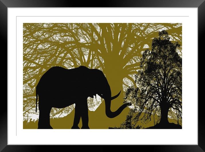 INTO THE FOREST ELEPHANT Framed Mounted Print by OTIS PORRITT