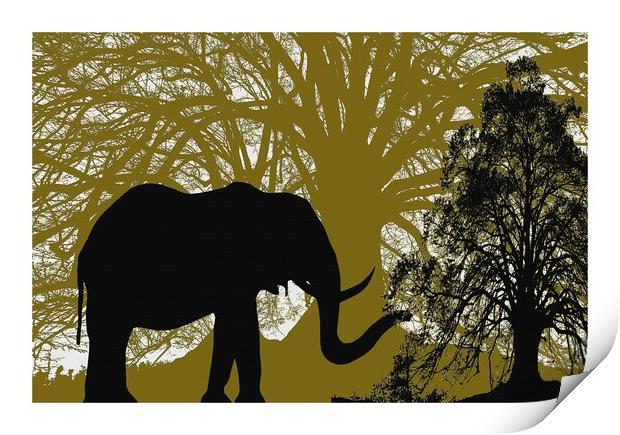 INTO THE FOREST ELEPHANT Print by OTIS PORRITT