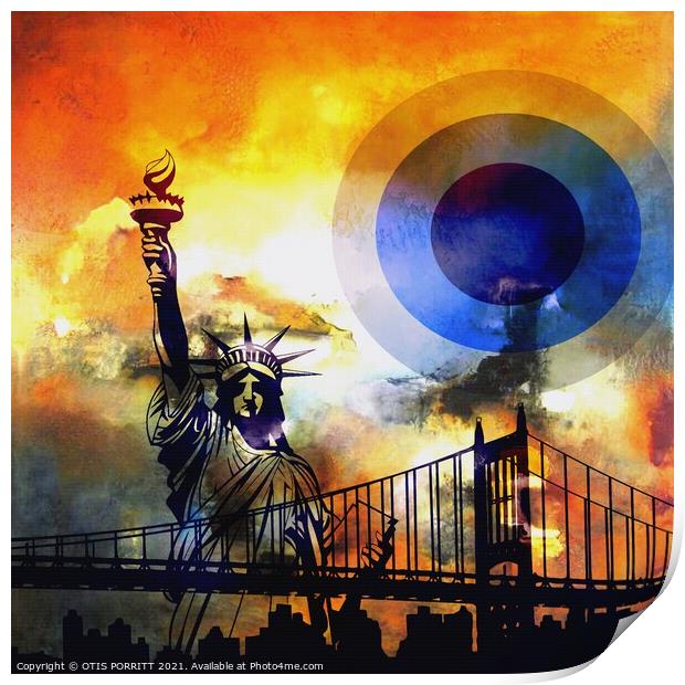 Brooklyn Bridge and Lady Liberty Print by OTIS PORRITT