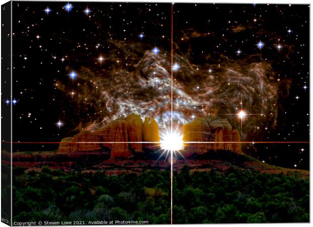 RS Puppis Nebula Setting Behind Cathedral Rock Canvas Print by Steven Love