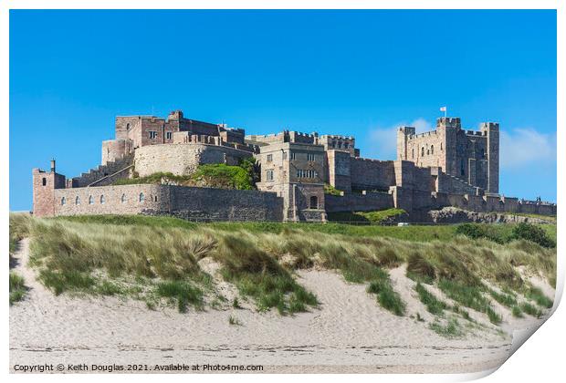 Bamburgh Castle from the beach Print by Keith Douglas