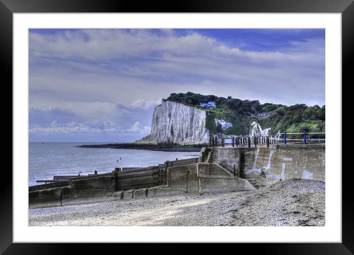 St Margarets Bay beach Steps Kent Framed Mounted Print by Diana Mower