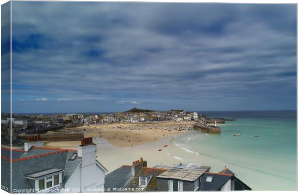 St Ives View Cornwall Canvas Print by Les Schofield