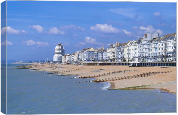 Hastings from the pier. Canvas Print by Bill Allsopp
