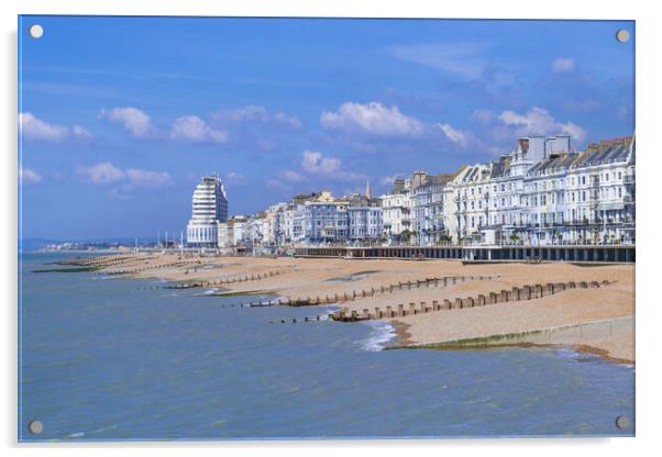 Hastings from the pier. Acrylic by Bill Allsopp