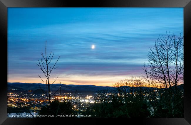 View Over Inverness In Scotland On A Moonlit Winters Night Framed Print by Peter Greenway