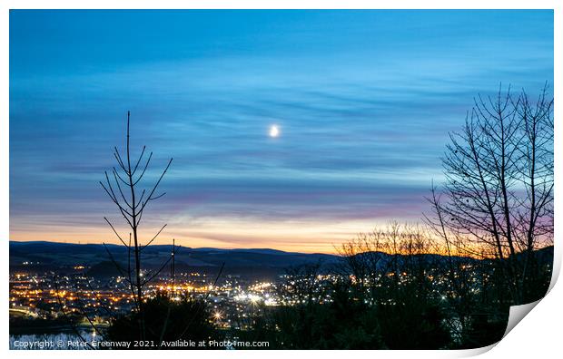 View Over Inverness In Scotland On A Moonlit Winters Night Print by Peter Greenway