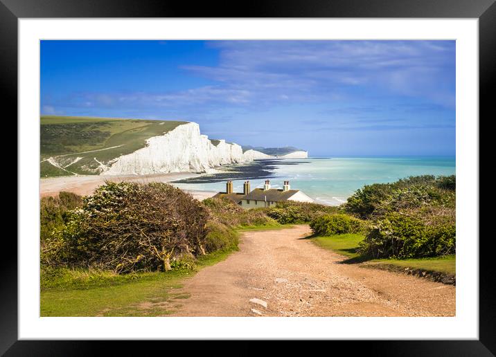 The Coastguard Cottages and the Seven Sisters Cliffs. Framed Mounted Print by Bill Allsopp
