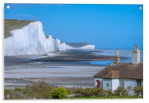 Seven Sisters from Cuckmere. Acrylic by Bill Allsopp