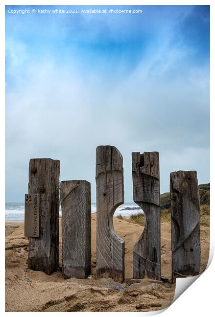 Poldhu Cove Cornwall Print by kathy white