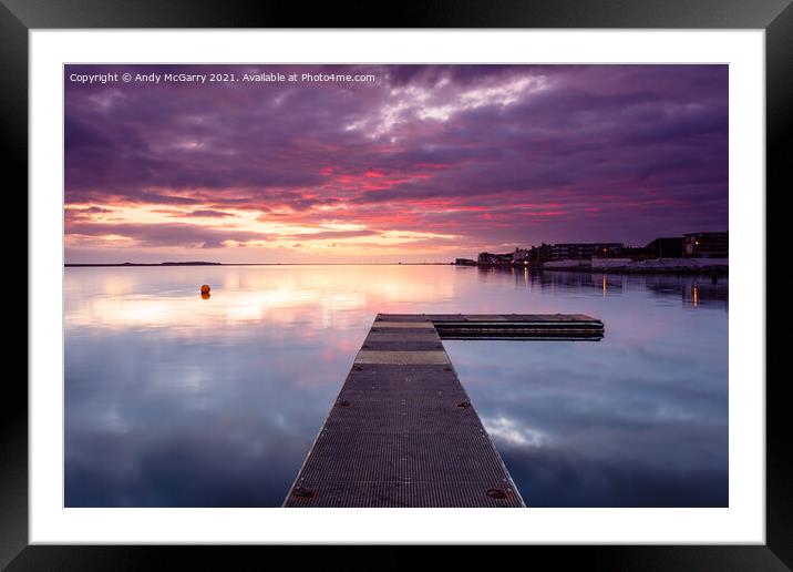 Sunset Marina Lake West Kirby Framed Mounted Print by Andy McGarry