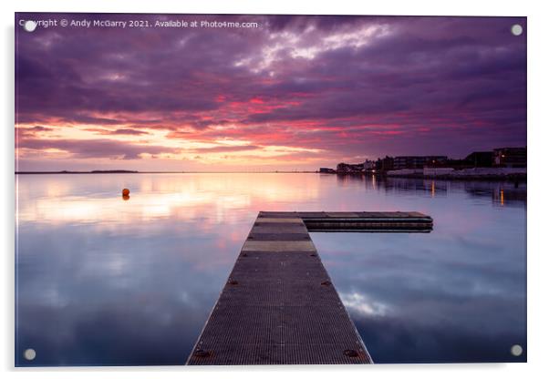 Sunset Marina Lake West Kirby Acrylic by Andy McGarry
