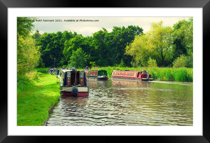  narrowboats on the staffs and worcester  canal  Framed Mounted Print by keith hannant