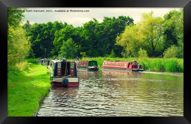  narrowboats on the staffs and worcester  canal  Framed Print by keith hannant