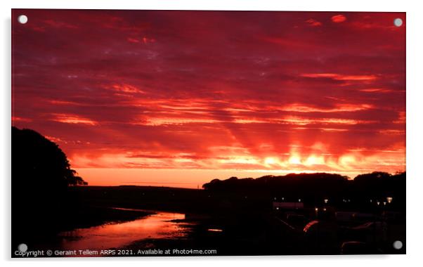 Sunset over river Wick, Wick, Caithness, Scotland Acrylic by Geraint Tellem ARPS