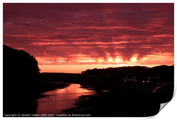 Sunset over river Wick, Wick, Caithness, Scotland Print by Geraint Tellem ARPS