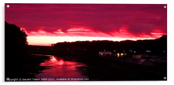 Sunset over river Wick, Wick, Caithness, Scotland Acrylic by Geraint Tellem ARPS