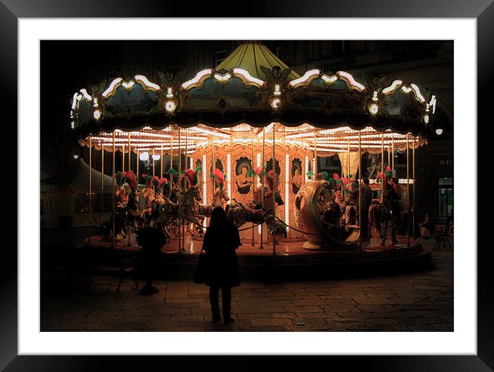 Merry Go Round at Night Framed Mounted Print by Kieran Brimson