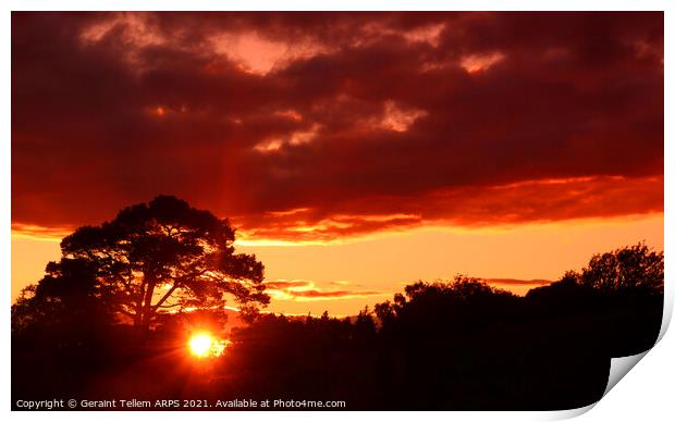 Midsummer Highland sunset, near Inverness, Scotland Print by Geraint Tellem ARPS