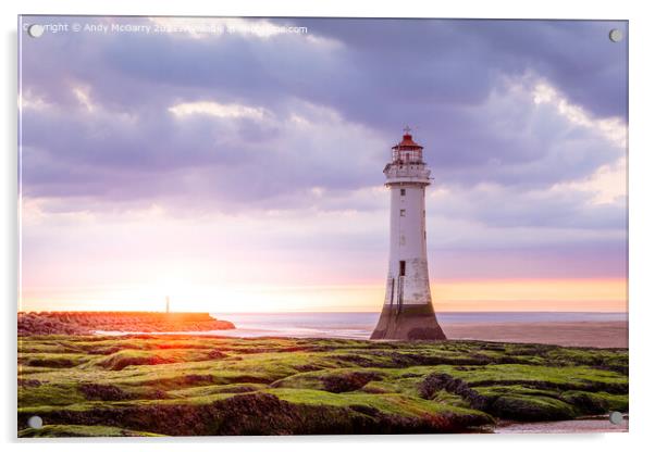 Sunset New Brighton Lighthouse Acrylic by Andy McGarry