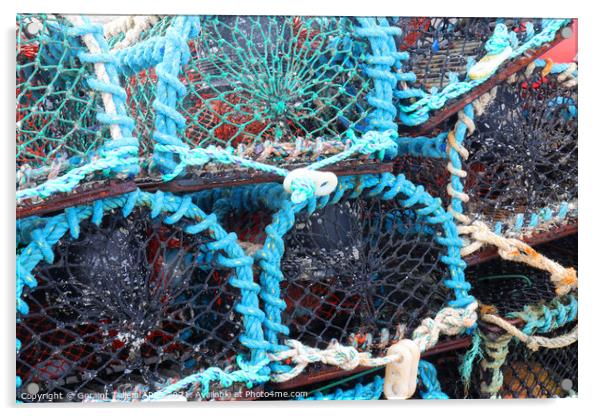 Lobster pots/ crab nets, John o'Groats Harbour, Caithness, Scotland Acrylic by Geraint Tellem ARPS