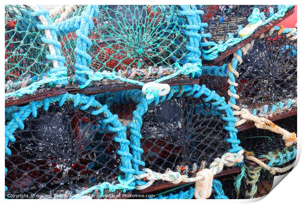 Lobster pots/ crab nets, John o'Groats Harbour, Caithness, Scotland Print by Geraint Tellem ARPS