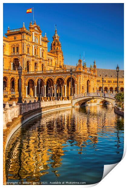 Plaza de Espana Square Reflection Seville Spain Print by William Perry