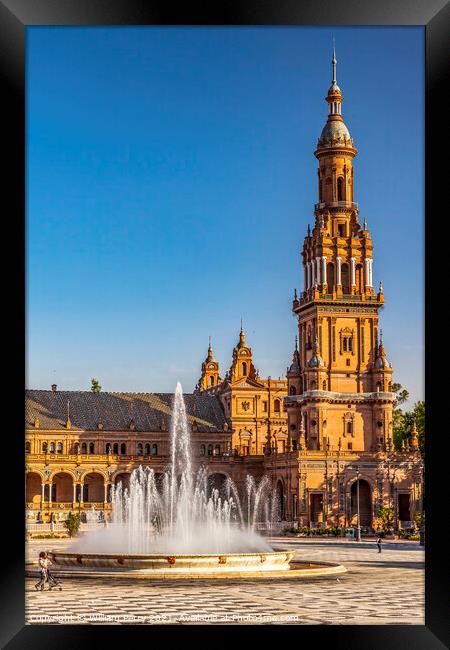 Tower Fountain Plaza de Espana Square Seville Spain Framed Print by William Perry