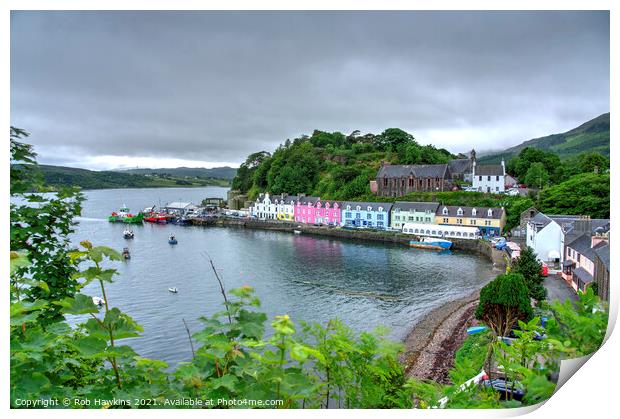 Portree Harbour Print by Rob Hawkins