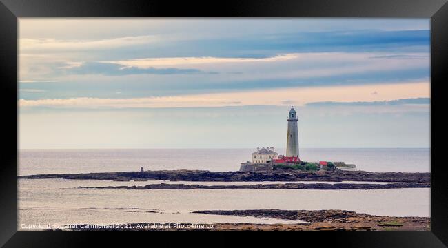 Sunrise at St Mary's Lighthouse  Framed Print by Janet Carmichael