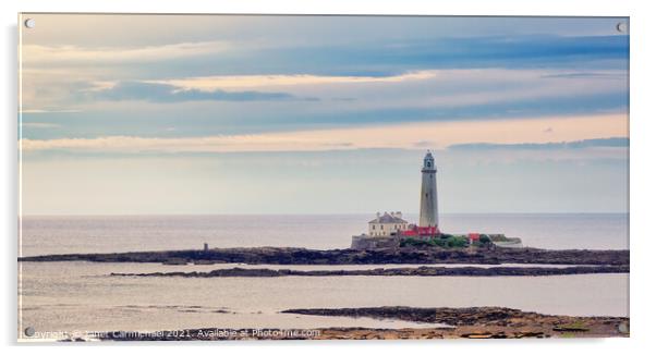 Sunrise at St Mary's Lighthouse  Acrylic by Janet Carmichael