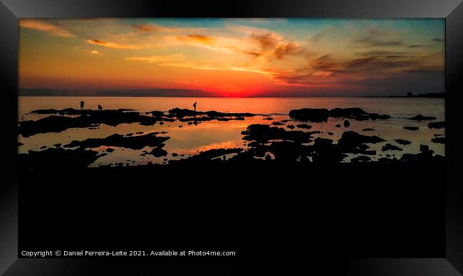 Panoramic Sunset Coastal Scene, Montevideo Uruguay Framed Print by Daniel Ferreira-Leite