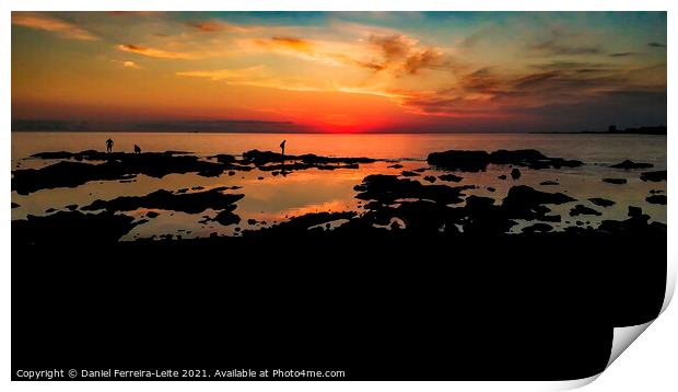 Panoramic Sunset Coastal Scene, Montevideo Uruguay Print by Daniel Ferreira-Leite