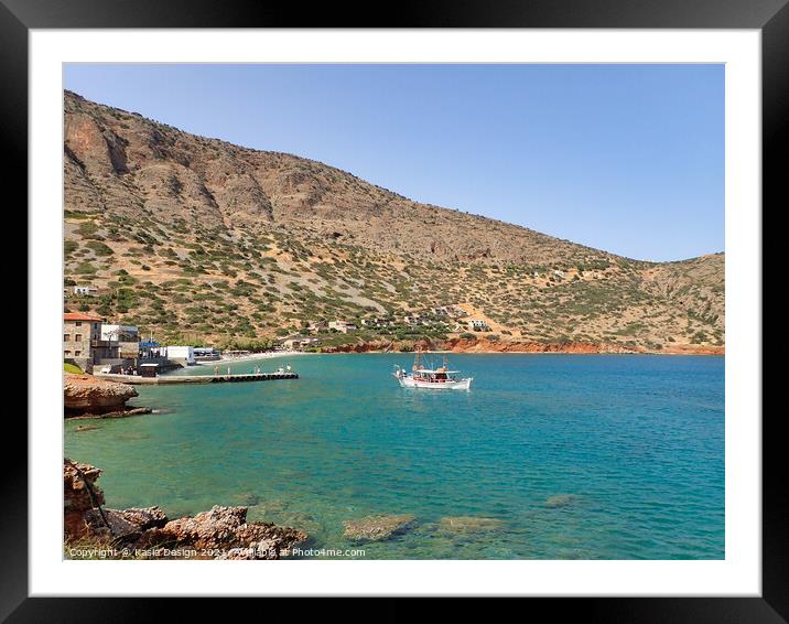 Plaka Harbour, Crete, Greece Framed Mounted Print by Kasia Design