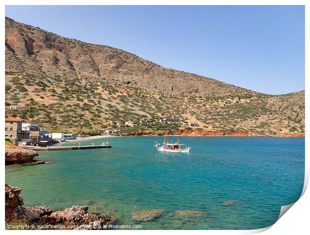 Plaka Harbour, Crete, Greece Print by Kasia Design