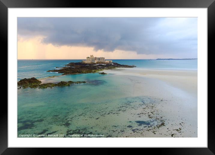 Fort National at eventail beach in Saint-Malo  Framed Mounted Print by Laurent Renault