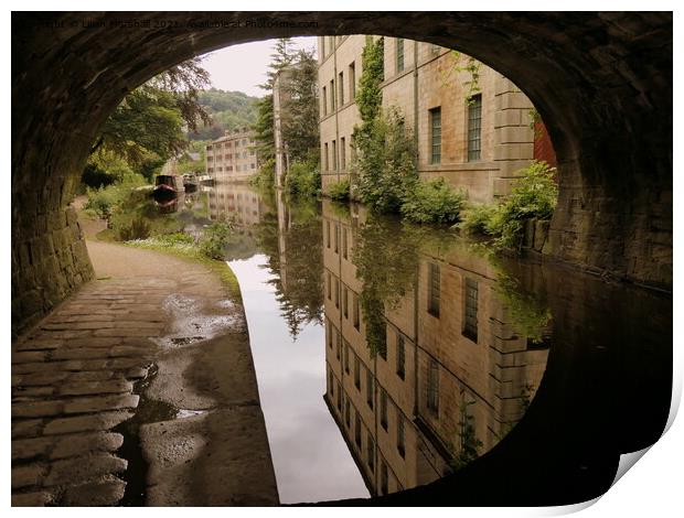 Under the Bridge at Hebden.  Print by Lilian Marshall