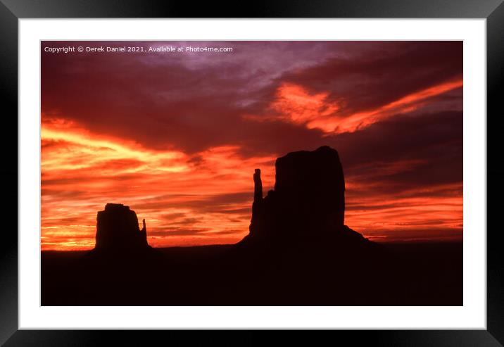 Sunrise Monument Valley, The Mittens Framed Mounted Print by Derek Daniel