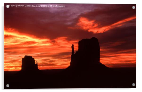 Sunrise Monument Valley, The Mittens Acrylic by Derek Daniel