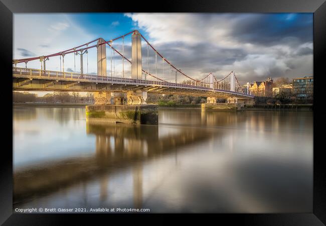 Chelsea Bridge Sunset Framed Print by Brett Gasser