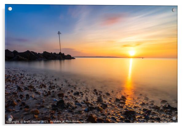 Sunset Lee-on-the-Solent Beach Acrylic by Brett Gasser