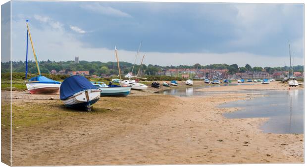 Boats at low tide by Blakeney Quay Canvas Print by Jason Wells
