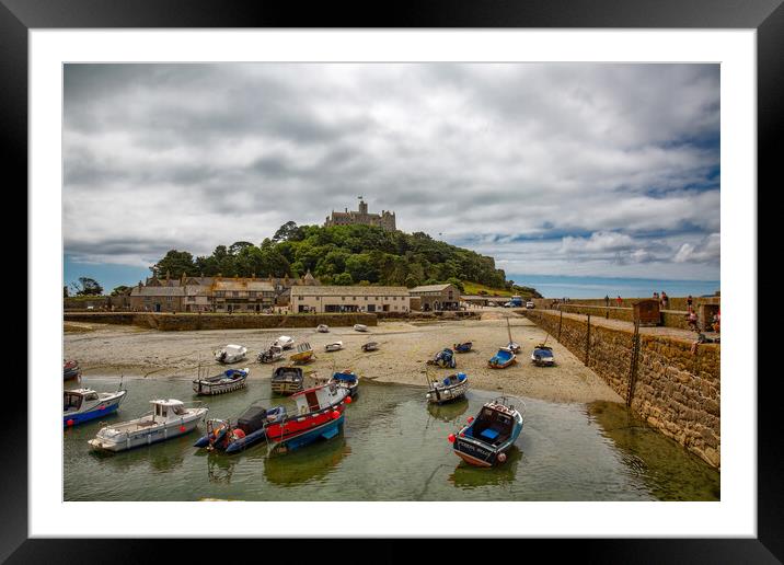 Harbour at St Michael's Mount Framed Mounted Print by Roger Green