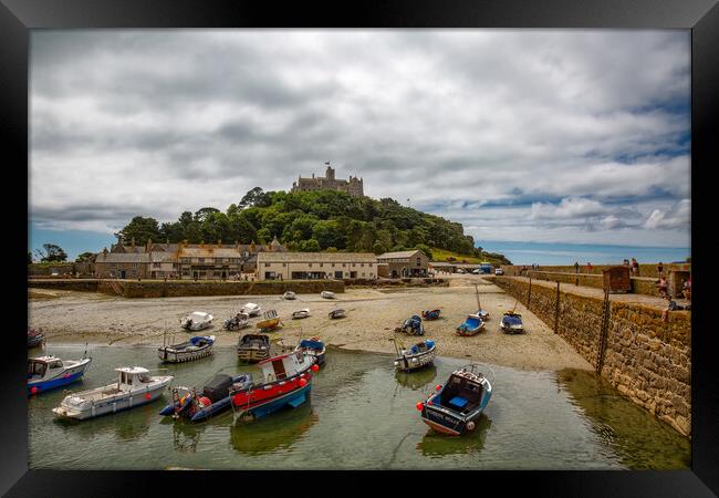 Harbour at St Michael's Mount Framed Print by Roger Green