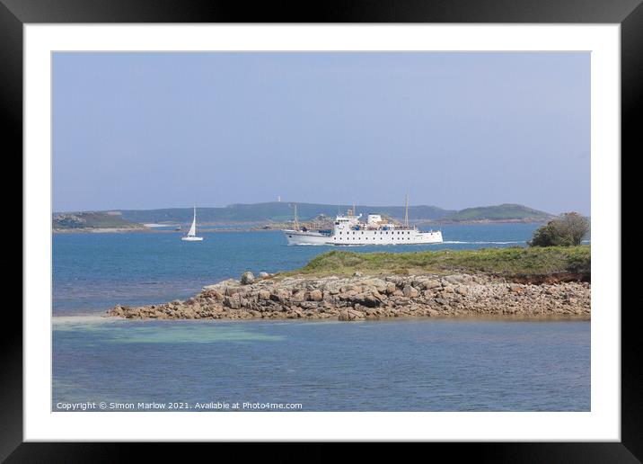 The Scillonian 3 sailing into the Isles of Scilly Framed Mounted Print by Simon Marlow