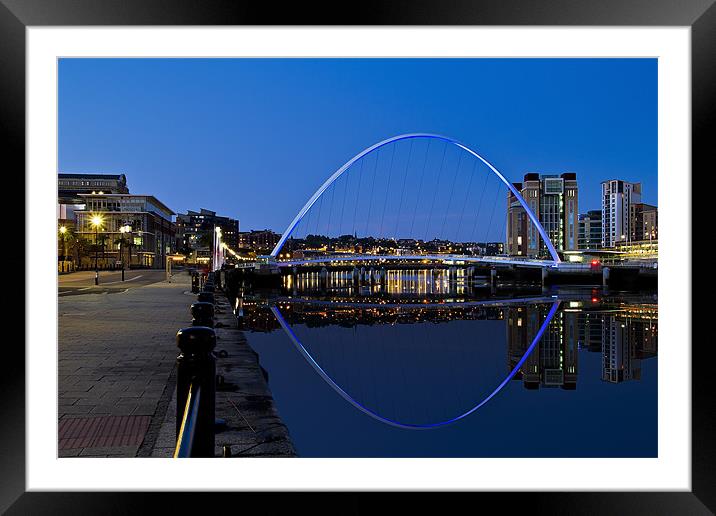 Quayside Millennium Bridge Reflection Framed Mounted Print by Kevin Tate