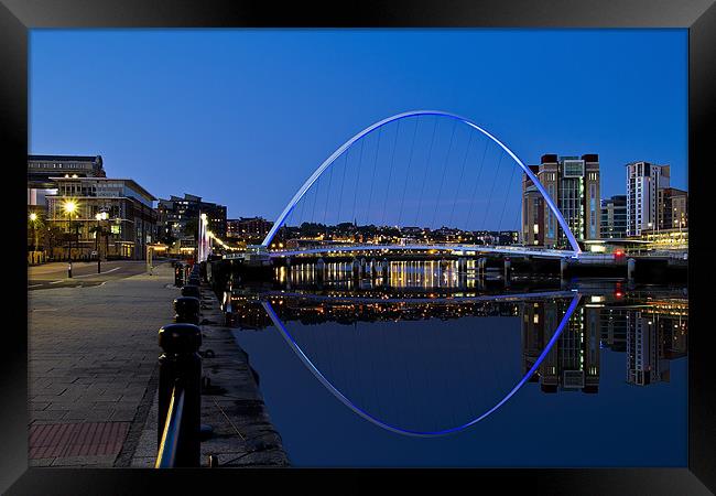 Quayside Millennium Bridge Reflection Framed Print by Kevin Tate