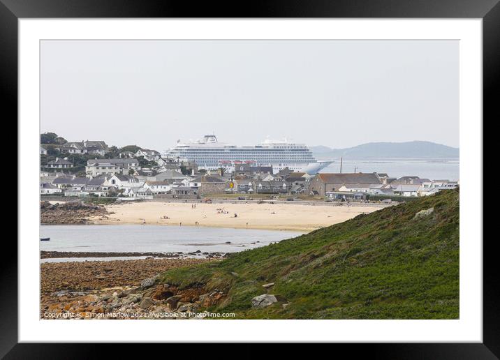 Majestic Cruise Ship in Isles of Scilly Framed Mounted Print by Simon Marlow